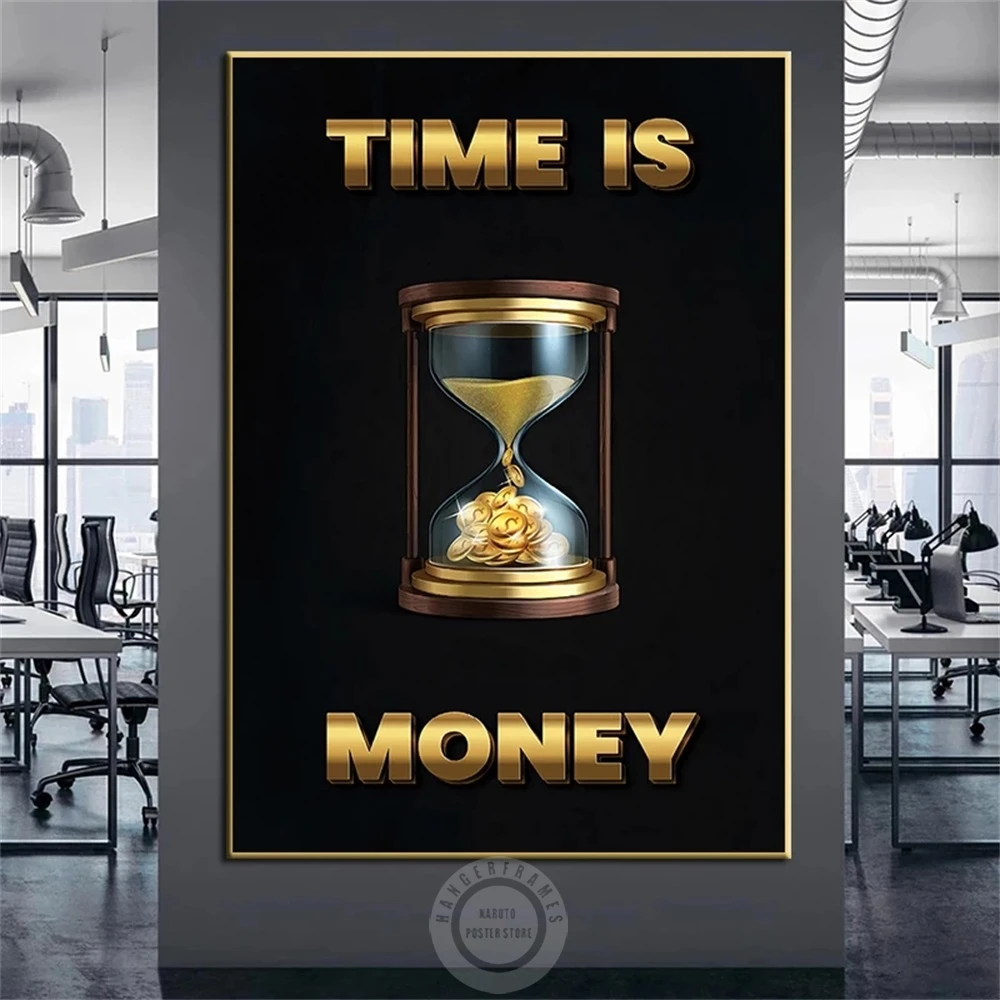 

Time Is Money Motivational Quotes Canvas Painting Inspirational Success Poster Print Wall Art Picture Office Room Home Decor