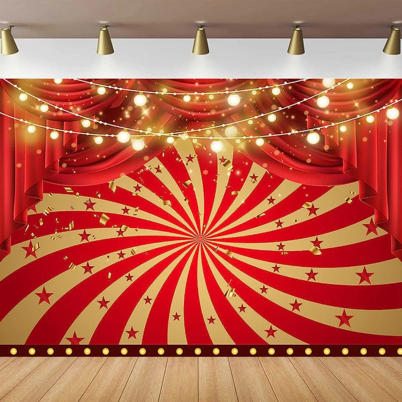 

Photography Backdrop For Circus Theme Party Decorations Red Golden Rays Carnival Baby Shower Birthday Party Background Poster