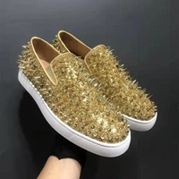 fashion summer loafers luxury brand sequins rivets casual sport shoes bling sneakers red bottom shoes for men with free shipping