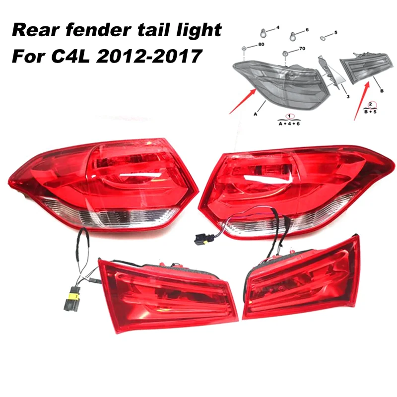 

Outer Right Taillight Assembly Rear Fender Taillight 9676563680 for Citroen C4L 2012-2017