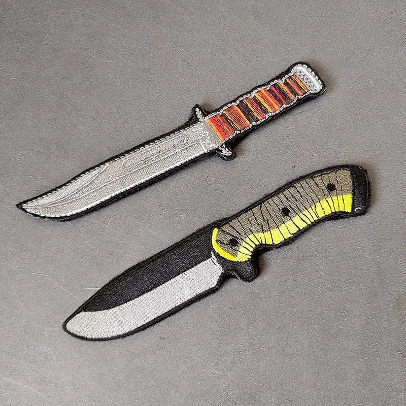 Вышитая нашивка в форме ножа 3D кинжал тактический значок для одежды