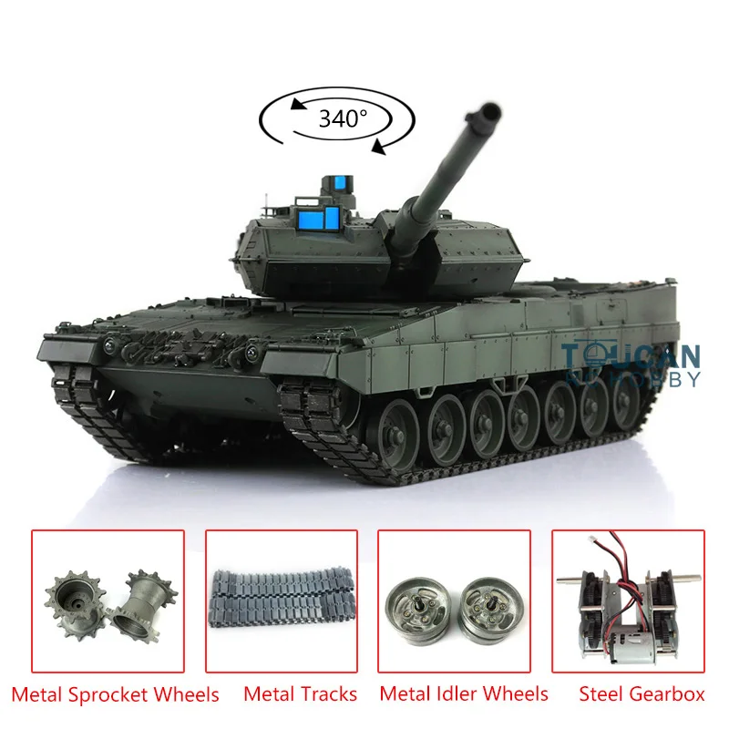 

Henglong Upgraded Ver 1/16 Green 7.0 d Metal Tracks German Leopard2A6 RTR RC Tank 3889 Chassis Retractable TH17602-SMT7