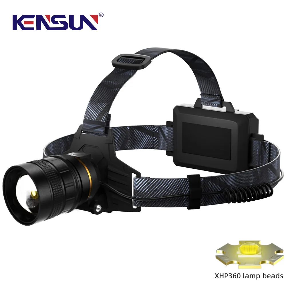 

High Power Super Bright XHP360 Headlamp LED Flashlights 36-core Wick Telescopic Zoom Fishing Light Lamp For Camping