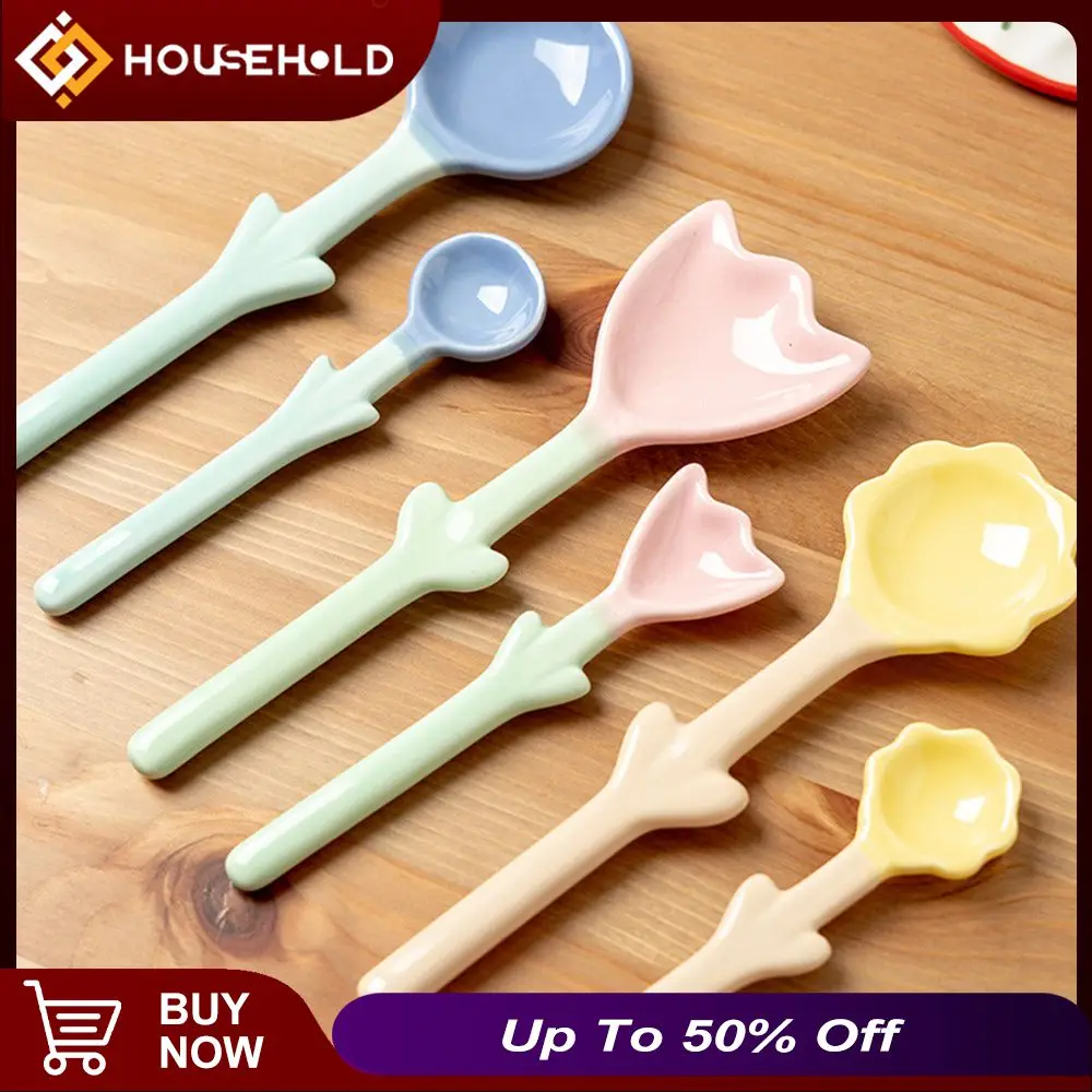 

Ins-style Tulip-shaped Dessert Spoon Creative Breakfast Spoon Three-dimensional Coffee Spoon Kitchen Products 1pcs Beautiful