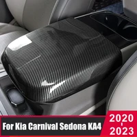 car styling abs carbon center console armrest box protection cover for kia carnival sedona ka4 2020 2021 2022 2023 accessories