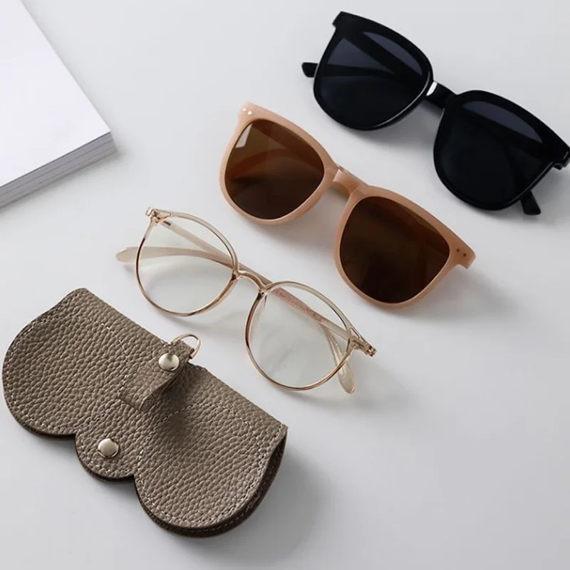 

2023 Fashion Sunglasses Bag Glasses Storage Case PU Leather Anti Pressure Protective Cover Cute Eyeglass Clip Glasses Accessorie