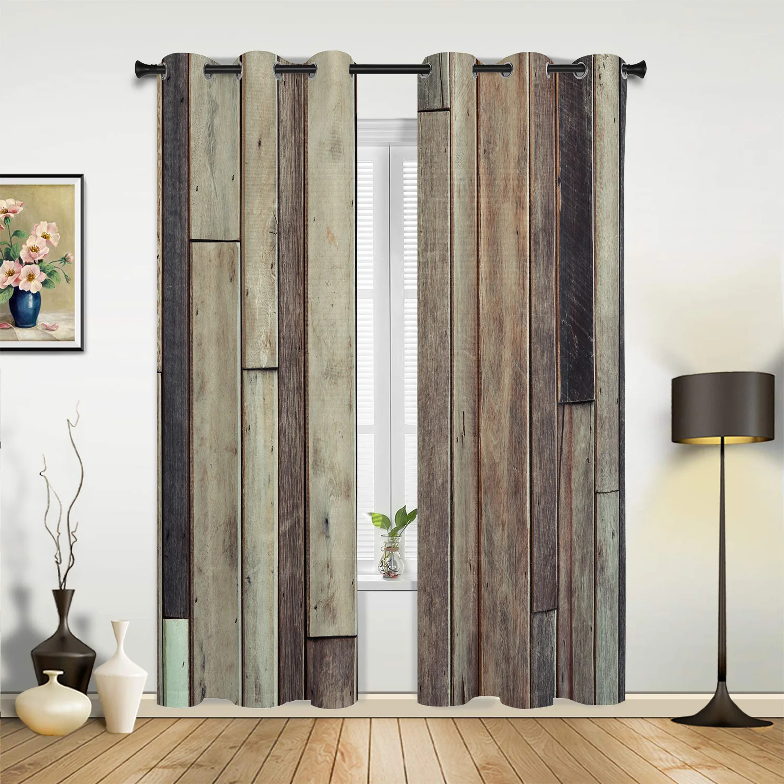 

Wood Planks Retro Texture Curtains for Bedroom Living Room Drapes Kitchen Children's Room Window Curtain Modern Home Decor