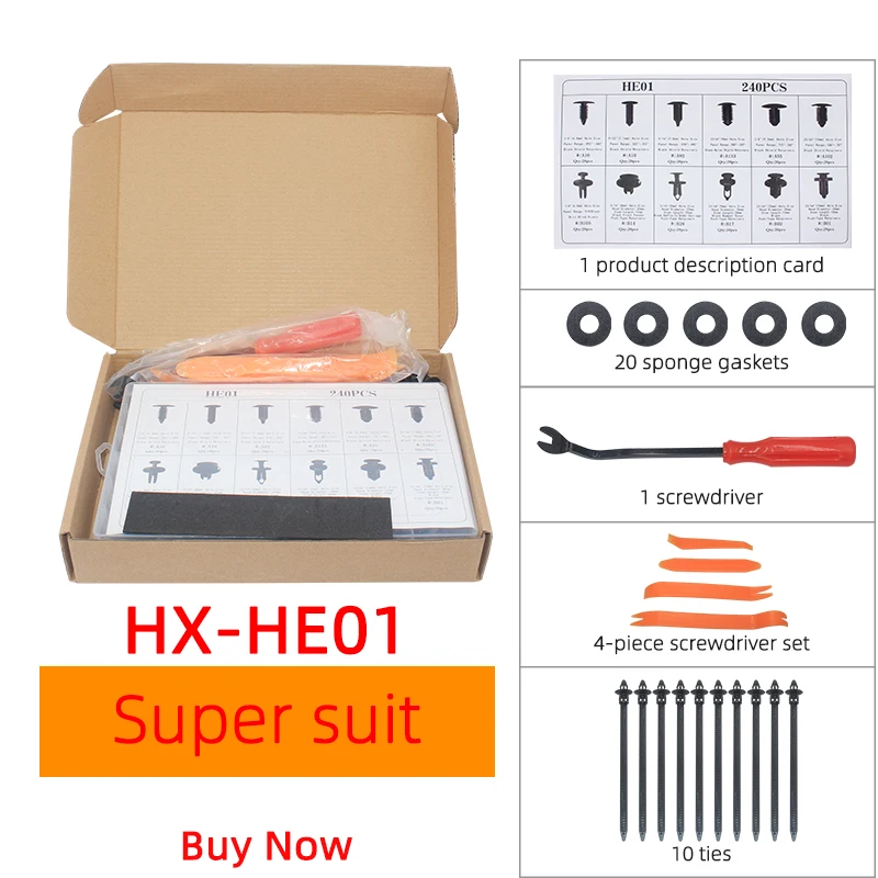 

Клипса для автомобильного крепления, смешанные фиксаторы для кузова автомобиля, заклепки бампера, комплект фиксаторов для отделки двери и панели, комплект креплений 12 размеров, 240 шт., HE01