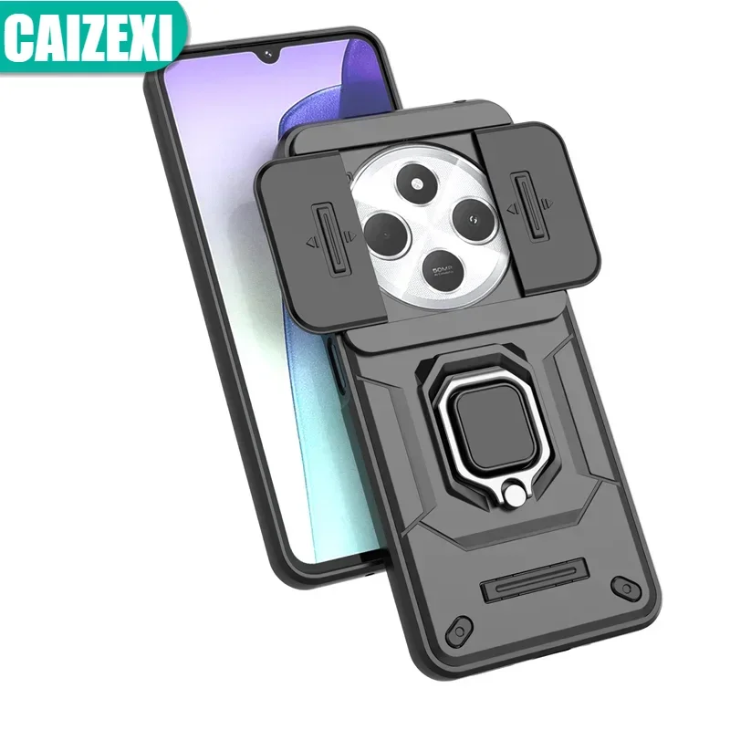 Чехол для Xiaomi Redmi 14C 4G автомобильный чехол с магнитным кольцом и подставкой