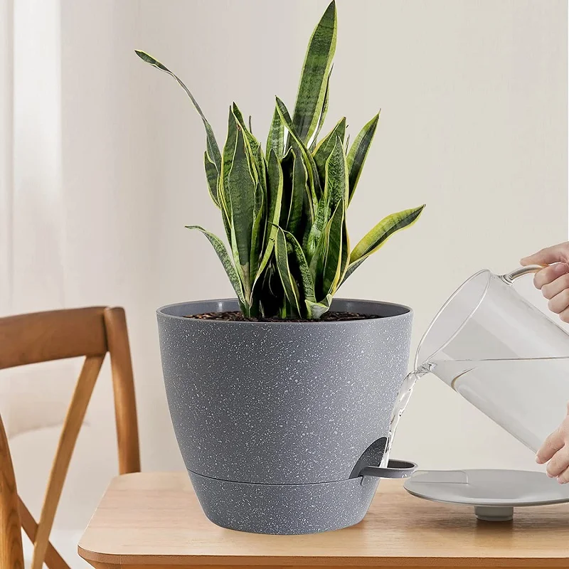 

Цветочный горшок с автоматическим поглощением воды, утолщенный пластиковый горшок для гидропонного выращивания почвы, простой стильный го...