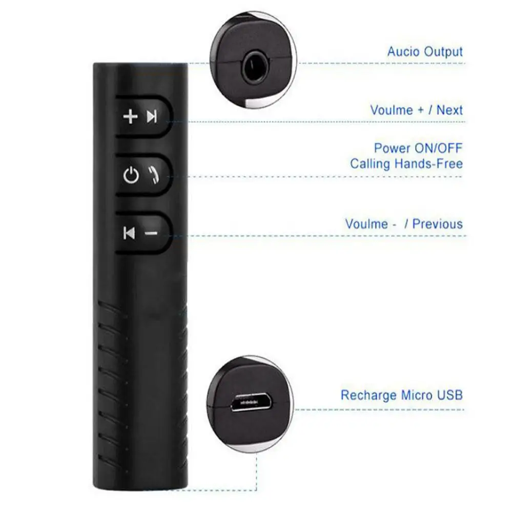 AUX Bluetooth-совместимый аудиоприемник Автомобильный USB мини 3.5 мм приемник Bluetooth