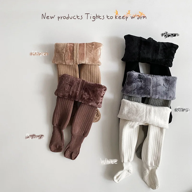 

children winter pantyhose baby girl thickened pantyhose girls tights leggings Warm White Baby Body Socks Winter Clothes