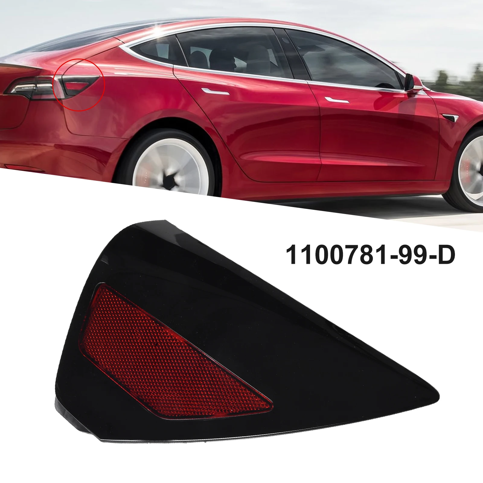 Фото Отражатель заднего правого бампера для Tesla Model 3, отражатель бампера, задний правый просто зажим 1100781-99-D №4