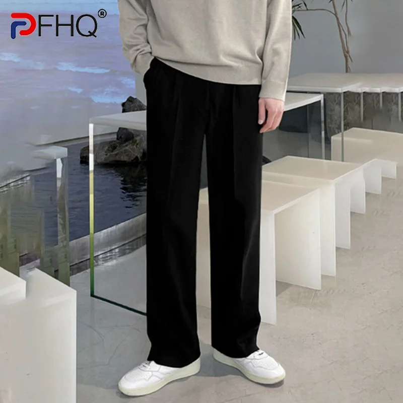 

Элегантные мужские повседневные брюки PFHQ, весенние корейские модные свободные трендовые брюки с широкими штанинами 2023, однотонные мужские высококачественные роскошные