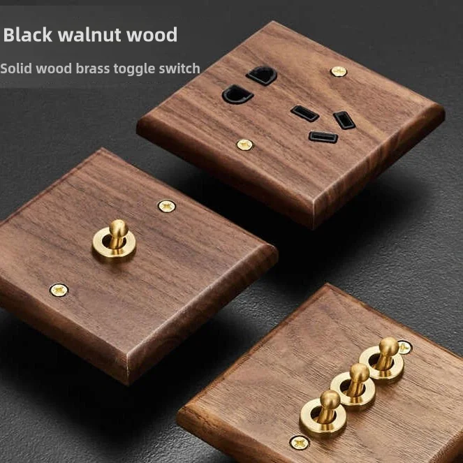 Настенный переключатель европейского стандарта из массива дерева ореха и