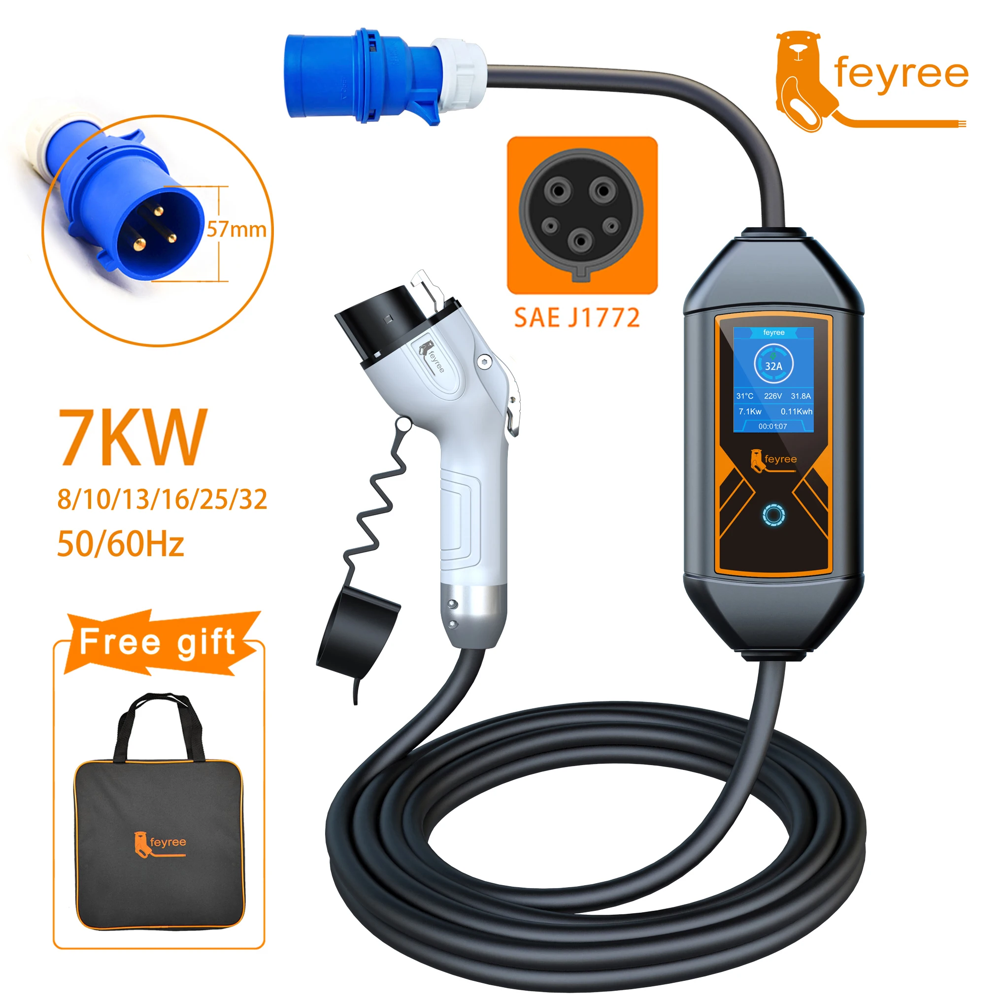 Продажа Портативное зарядное устройство для электромобилей Feyree, кабель Wallbox 2, 32 А, 7 кВт, с вилкой CEE, EVSE, тип 1, зарядный бокс, адаптер J1772 для электромо... Pаспродажа Портативное зарядное устройство для электромобилей Feyree, кабель Wallbox 2, 32 А, 7 кВт, с вилкой CEE, EVSE, тип 1, зарядный бокс, адаптер J1772 для электромо...