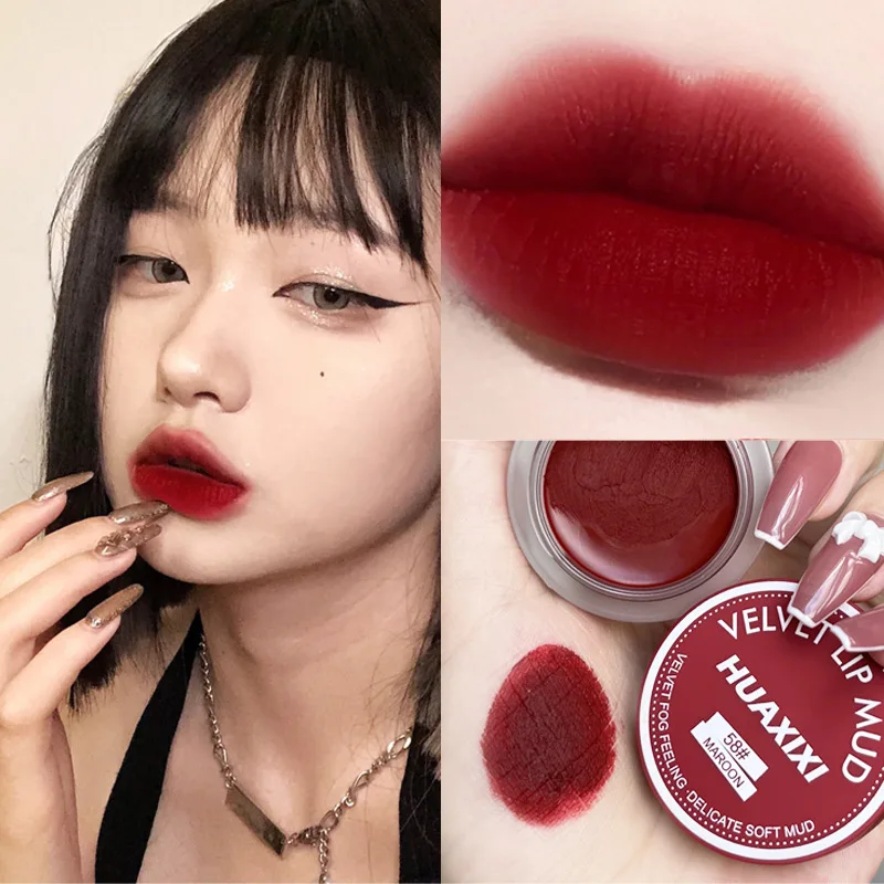 

Jelly Lip Mud Cute Matte Velvet Lipstick Lip Makeup Plumping Brown Lip Gloss Mud Tint for Lips Waterproof Longlasting Maquiagem