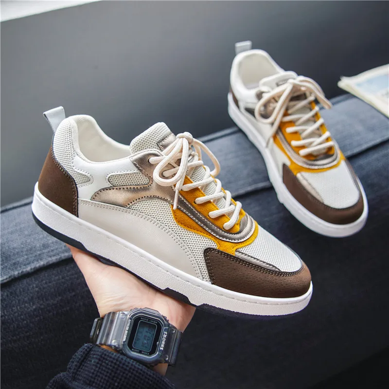 

Spring new simple color low help men's shoes daily wear with fashion net cloth board shoes