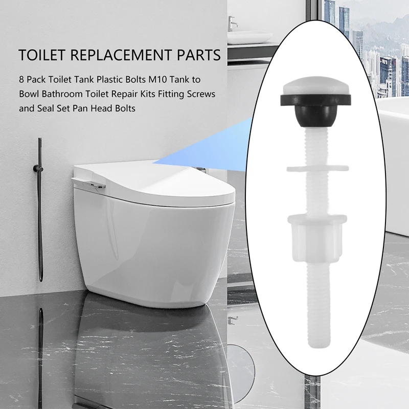 SEWS-8 Упаковка Пластиковые болты для унитаза M10 Бак чаши Комплекты ремонта в ванной