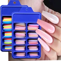 100pcs coffin fake nails full cover ballerina acrylic artificial false nail tips press on finger manicure extension tools