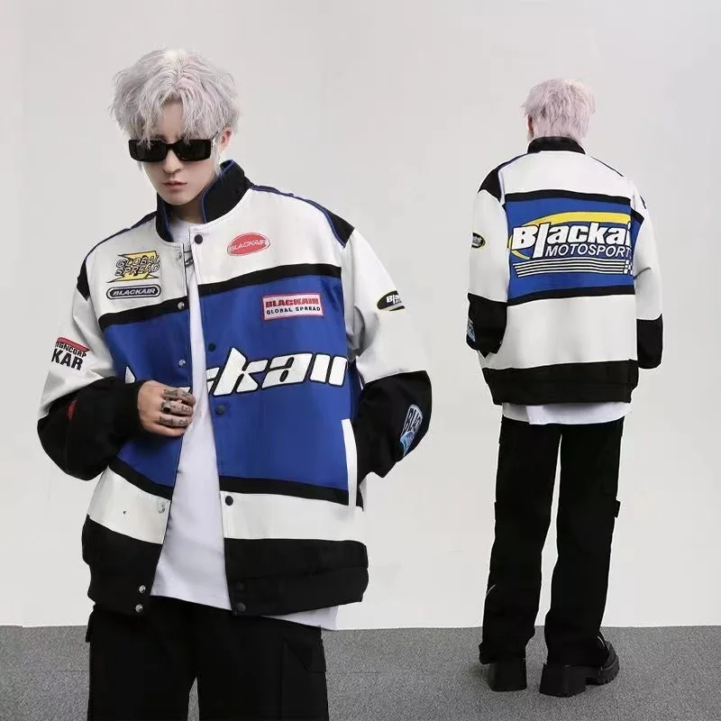 

2022 autumn and winter new American retro hip-hop Y2K loose men and women thin baseball clothing street racing clothing jacket