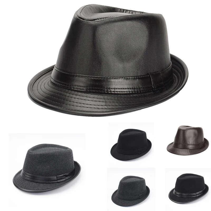 

British Style Short Brim Jazz Caps Hats Fashion Wool Felt Fedoras Trilby Hat Solid Panama Party Cap for Men Women Unisex