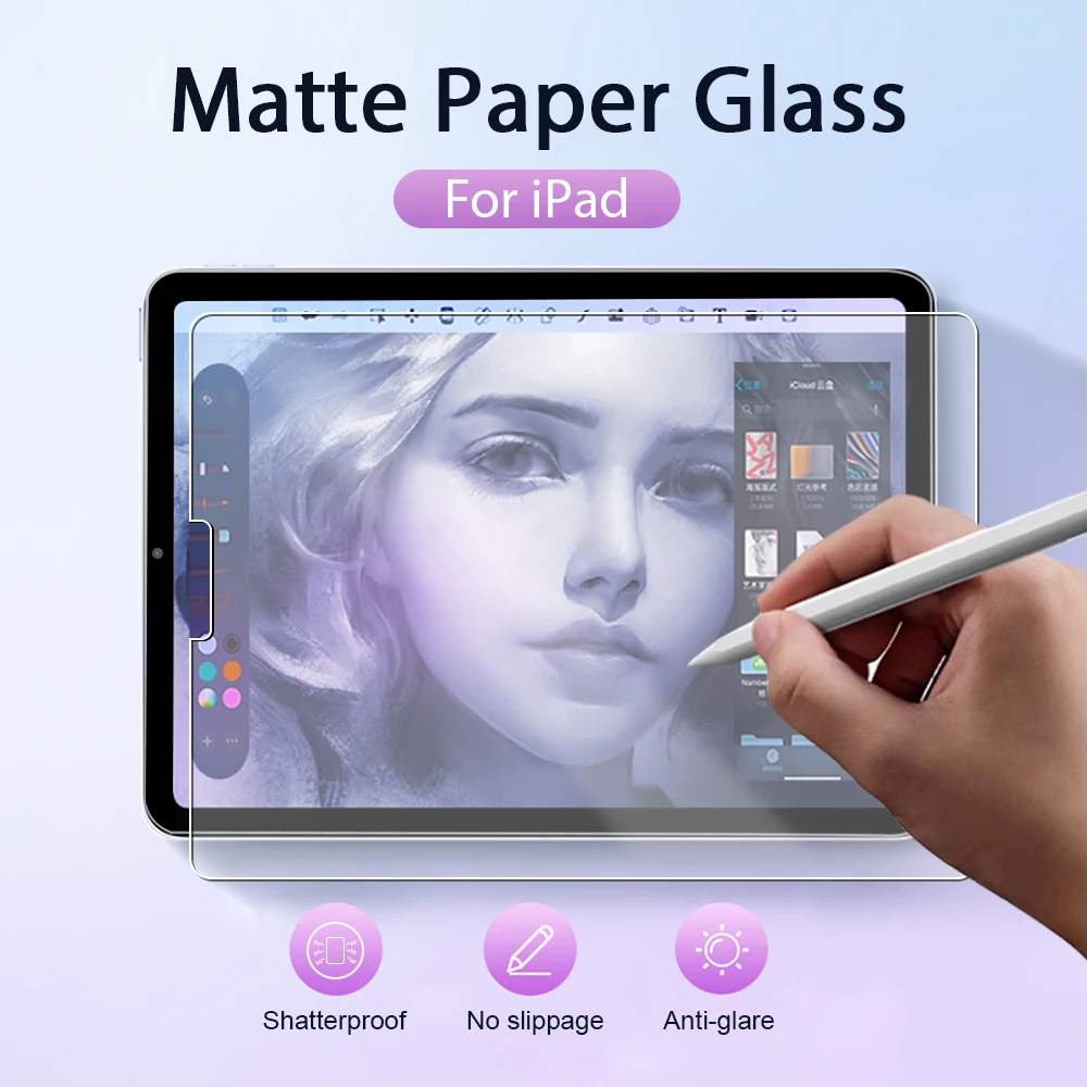 

Матовое закаленное стекло для Ipad Pro 12,9 11 10-го 9-го поколения, чехол для Ipad Mini 6 Air 3 4 5 10,9, бумажная Защитная пленка для экрана