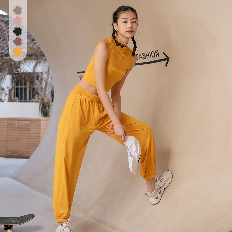 

Новинка весенне-летние свободные штаны для йоги GymHUB, куртка для бега и фитнеса, спортивный и повседневный костюм из двух частей