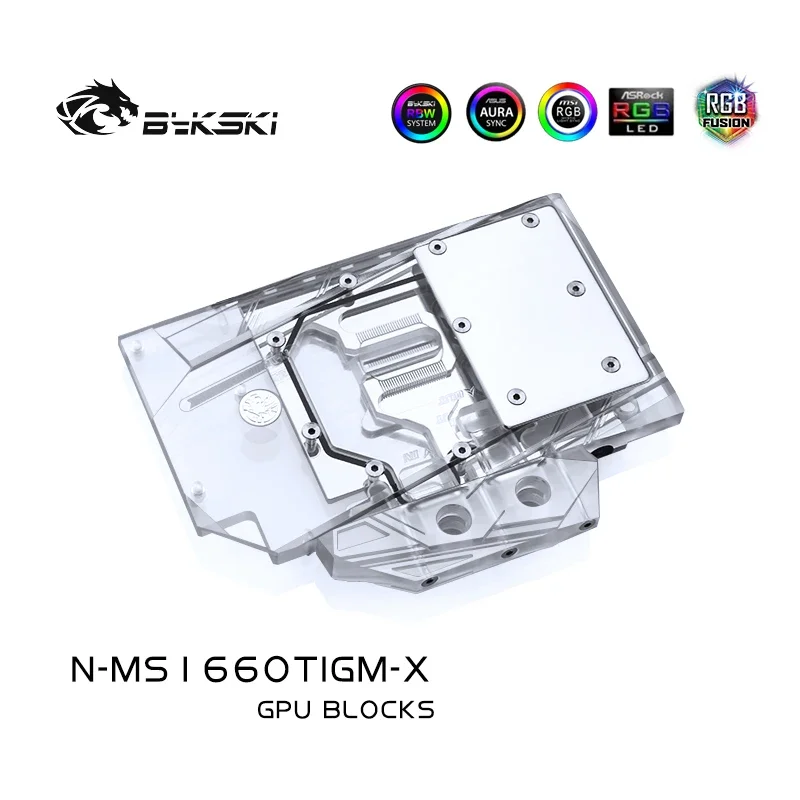 Водный блок Bykski для MSI GeForce GTX 1660 Ti Gaming X 6G / ARMOR OC/полное покрытие медная