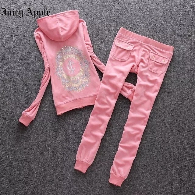 Juicy Apple Tracksuit Women Outfit Casual Zipper Pocket Hoodie Running Sports Suit Elegant Women's Sets Fitness Female Clothing