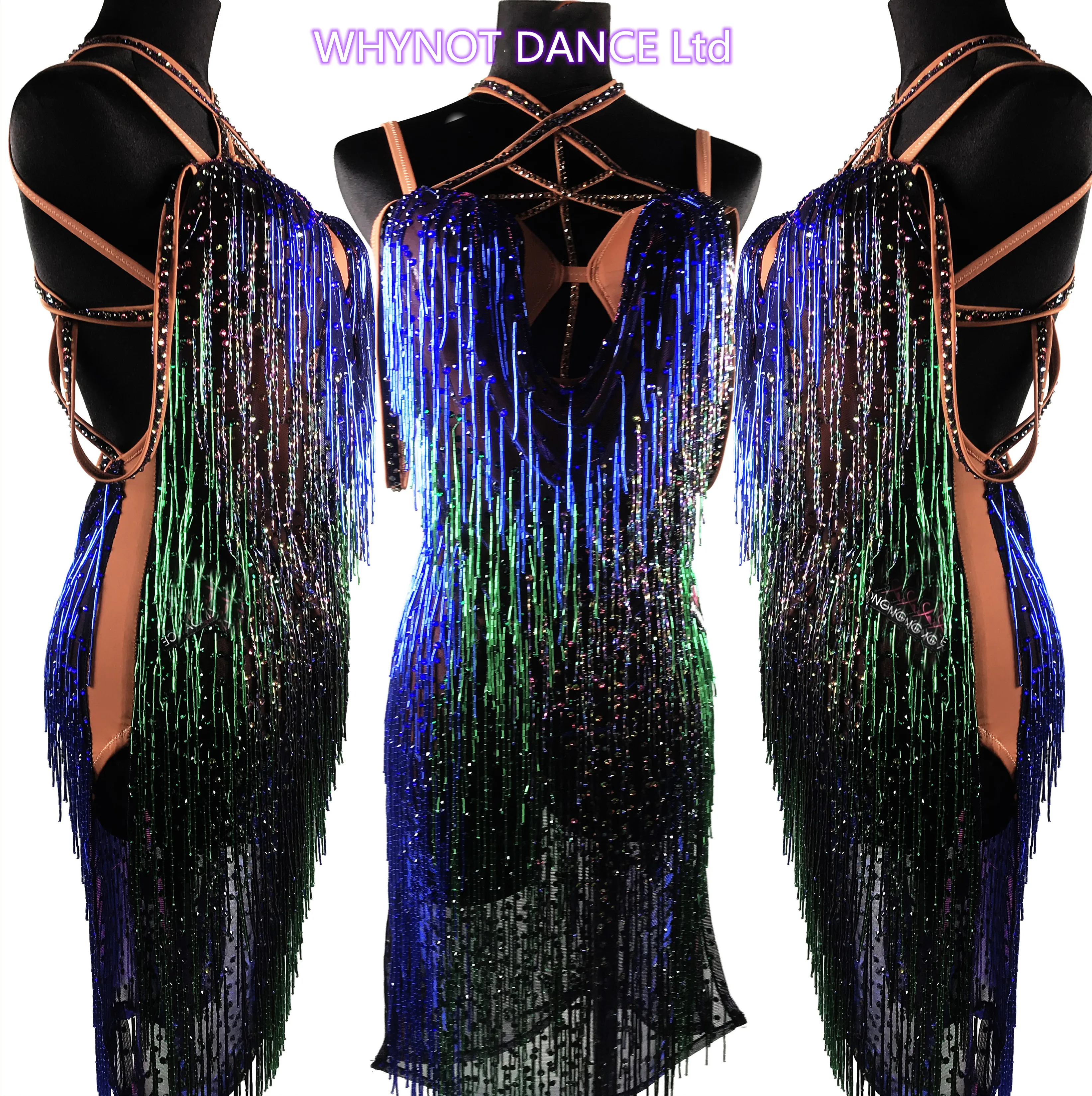 

Танцевальное платье с бусинами для латиноамериканских танцев