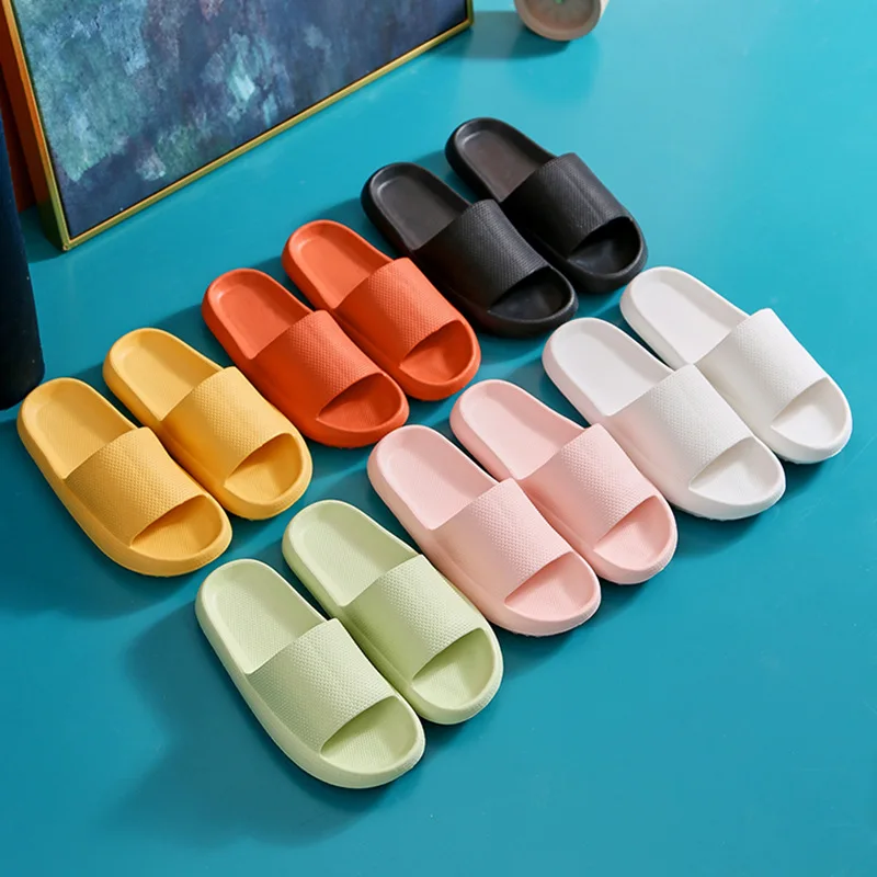 Women Thick Sole Slippers Men Summer Beach Slides Cloud Shoes Bathroom Anti-Slip Home Slipper Soft Sandals Fashion Flip-Flops