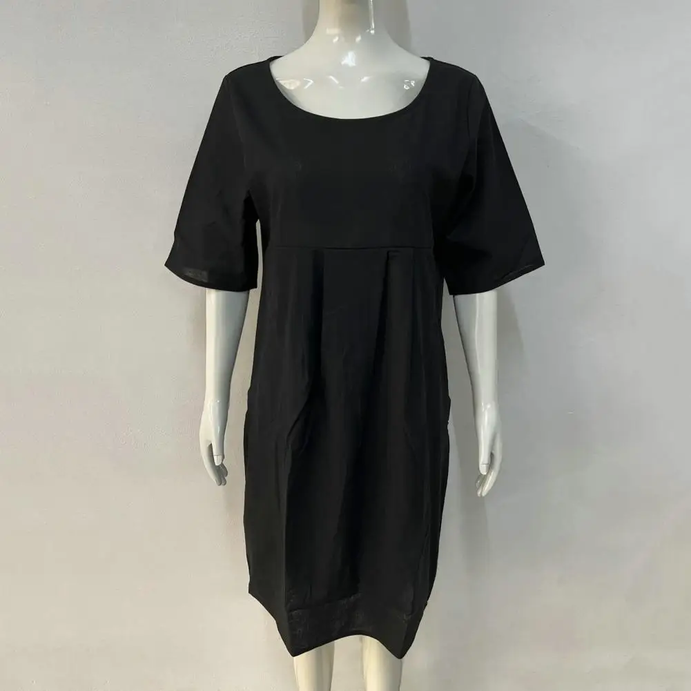 

Винтажное однотонное платье, удобное однотонное с карманами, женская модная однотонная повседневная одежда, женское пляжное платье, летнее...