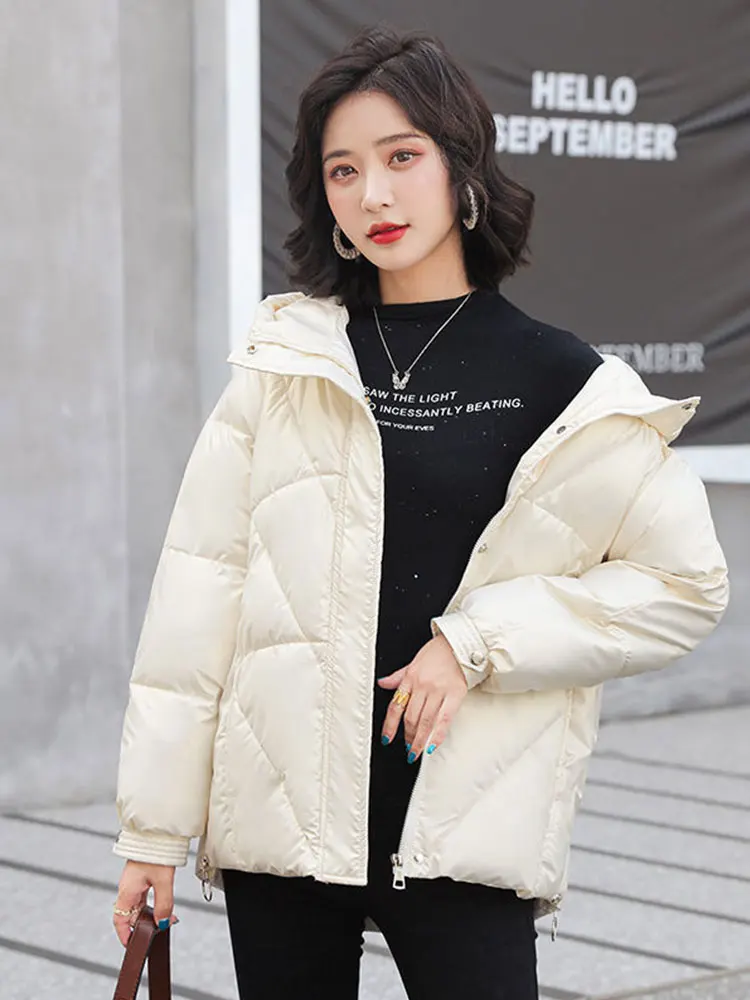 Winter Jacket 2022 New Parkas Women Fashion Coat Long Sleeve Hooded Parka Female Korean Warm Cotton Padded Solid Simple Jackets