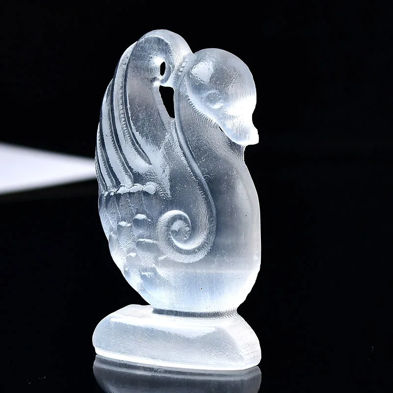 

1PC Natural White Selenite Swan Carved Animal Crafts Reiki Mineral Healing Stone Collectible Home Decor Gift