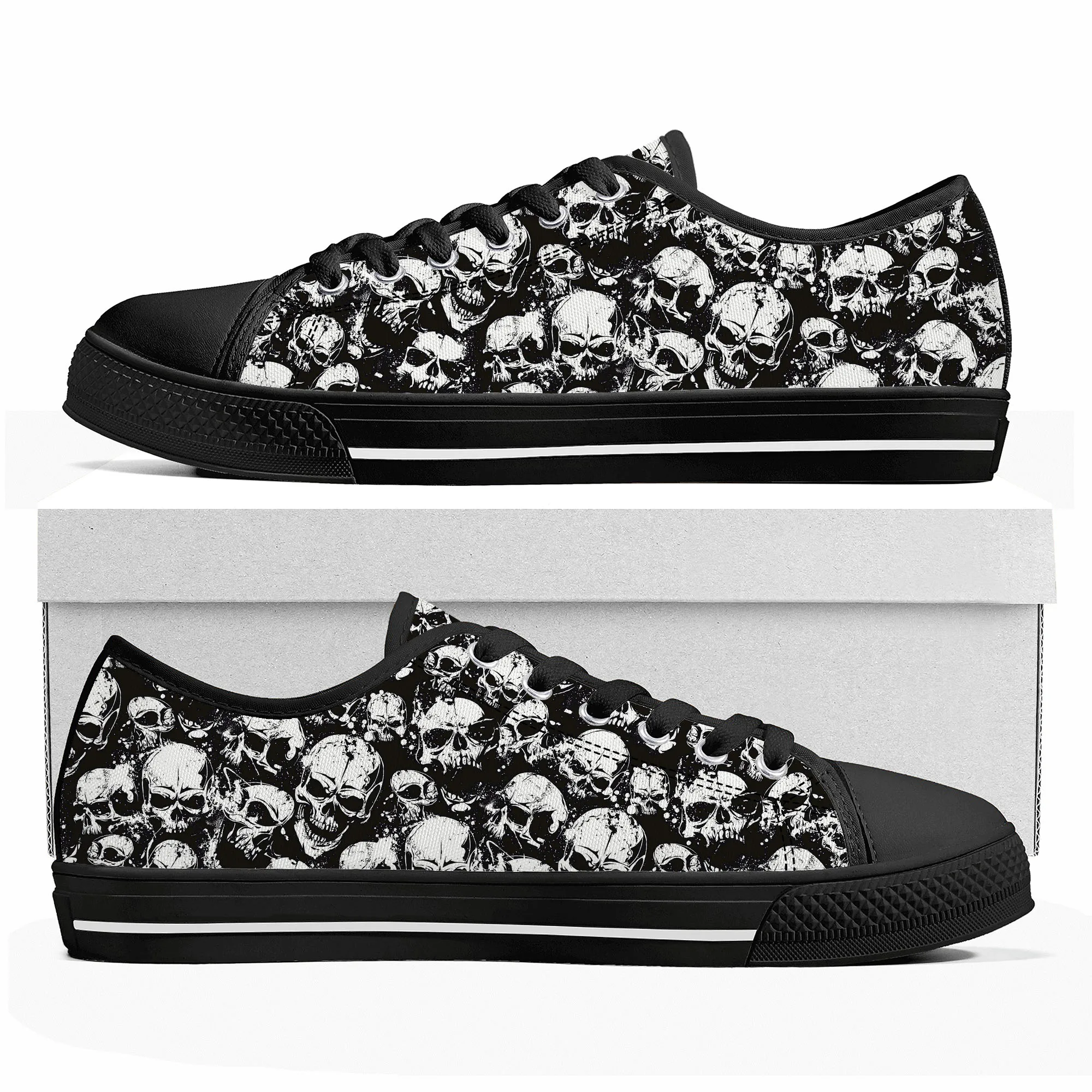 

SKull PAisley Gothic Goth Punk Low Top Sneakers Mens Womens Teenager Canvas Sneaker Casual Custom Made Shoes Customize Shoe