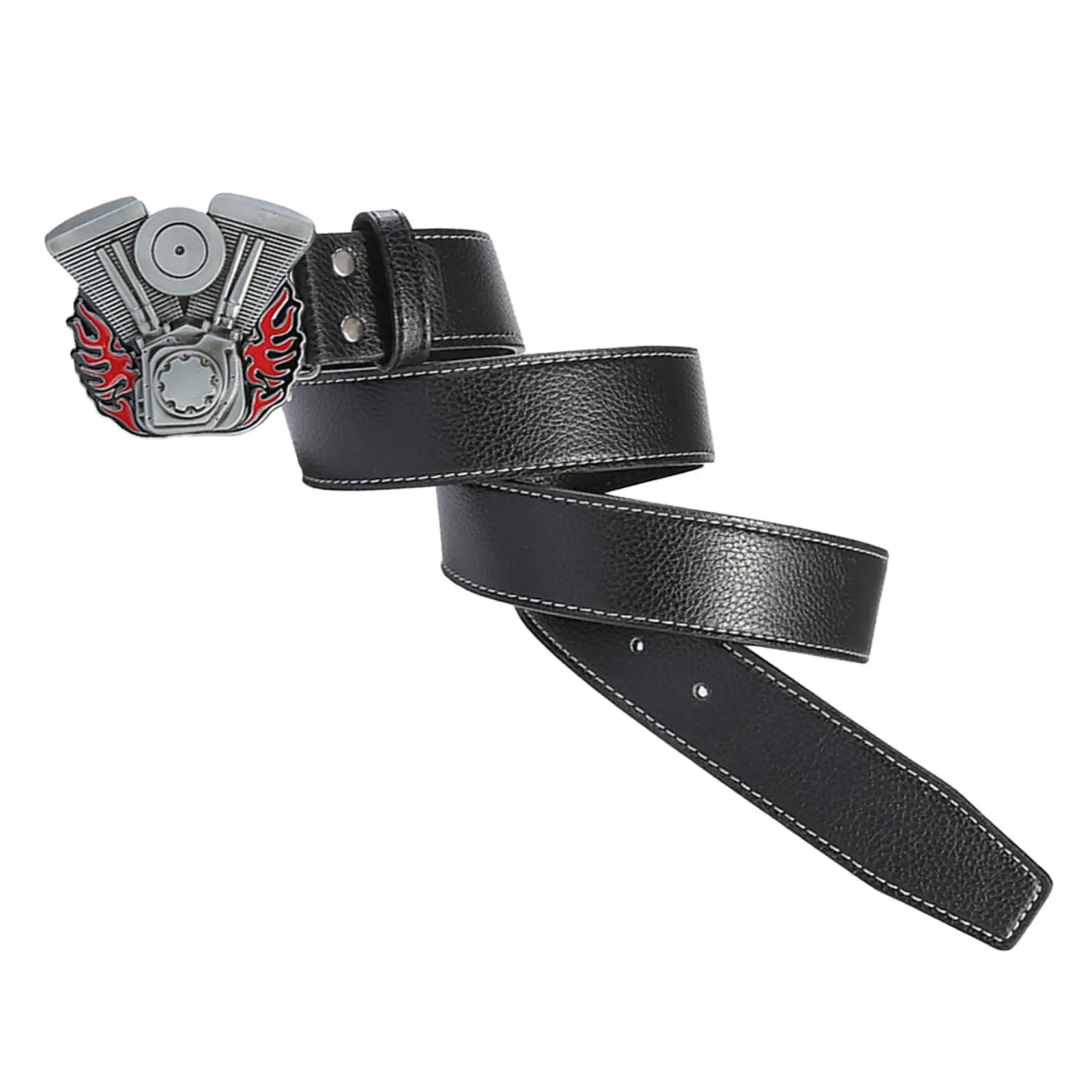 

Stylish Men Artificial Leather Belt Adjustable with Metal Buckle Cowboy Decorative Waist Strap Trousers Waistband Western Belts