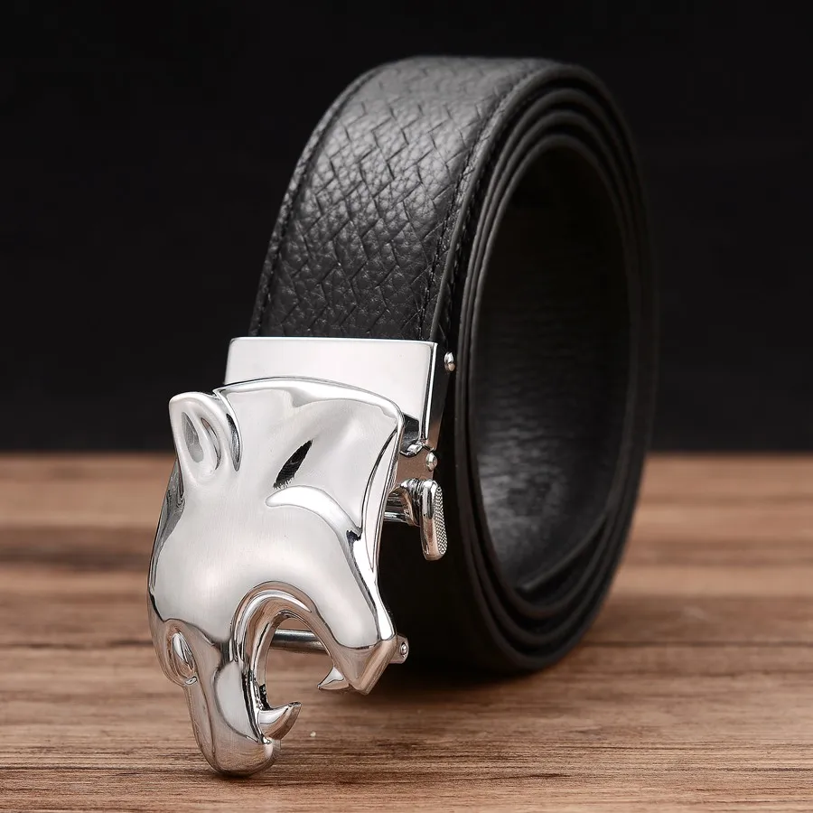 Men’s Genuine Leather Ratchet Dress Belt with Automatic Buckle NEW Leather Belts for Men Fashion Belt Wide:35mm Coffee\Black