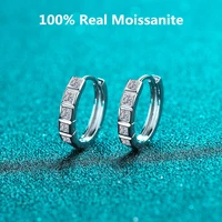 100 moissanite hoop earrings princess cut lab diamond huggie cartilage cuff hoop earrings for women sterling silver jewelry