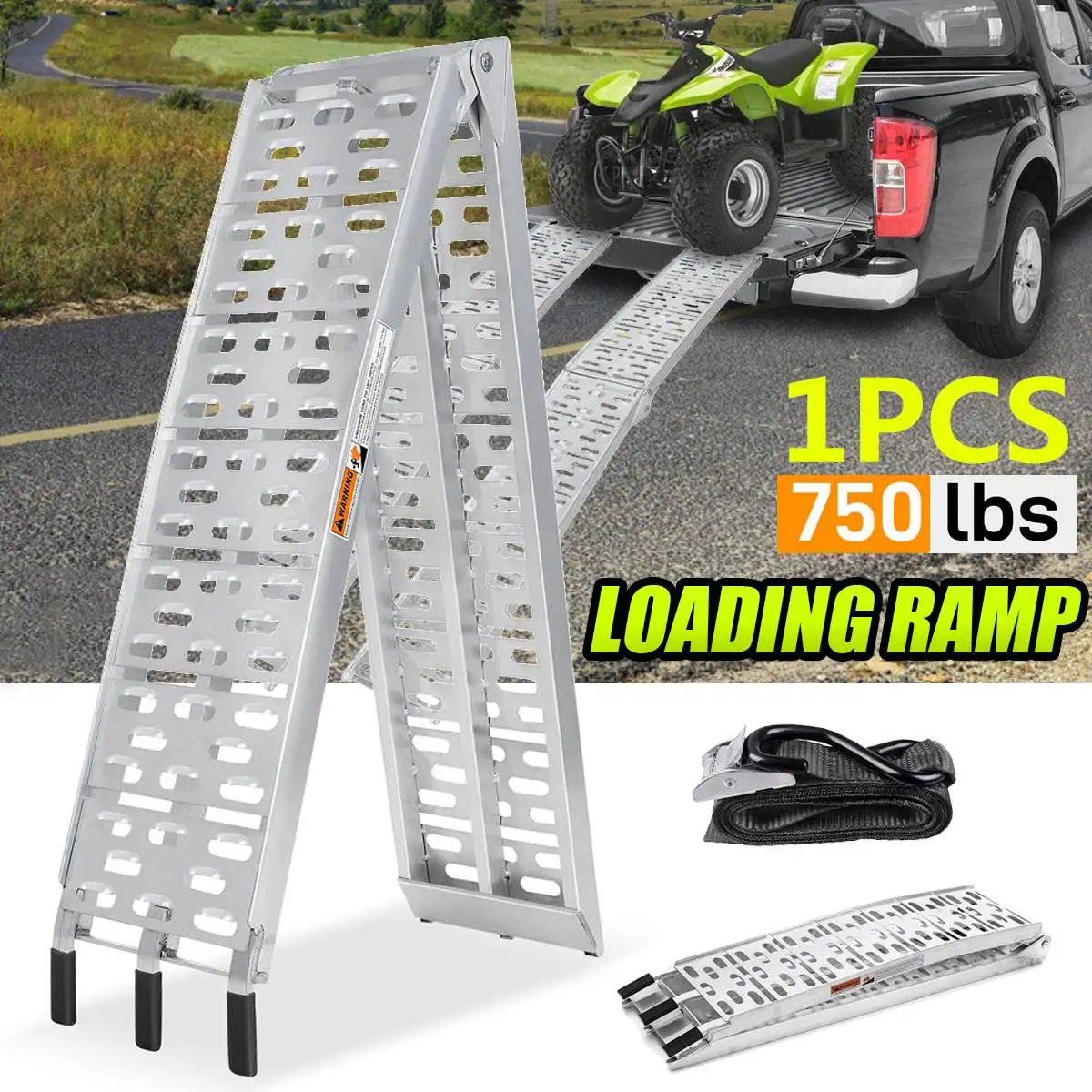 

750lbs Aluminum Ramp Heavy Duty Aluminum Motorcycle Arched Truck ATV Folding Loading Ramps