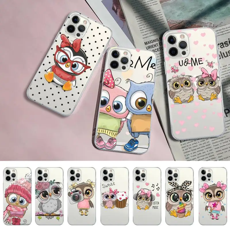 

Cute Owl Phone Case For iPhone 11 12 13 14 Mini Pro Max XR X XS TPU Clear Case For 8 7 6 Plus SE 2020