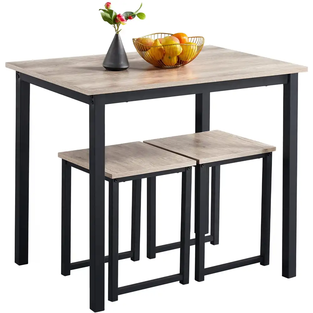 

Alden Design 3pcs Industrial Dining Set, Rustic Gray