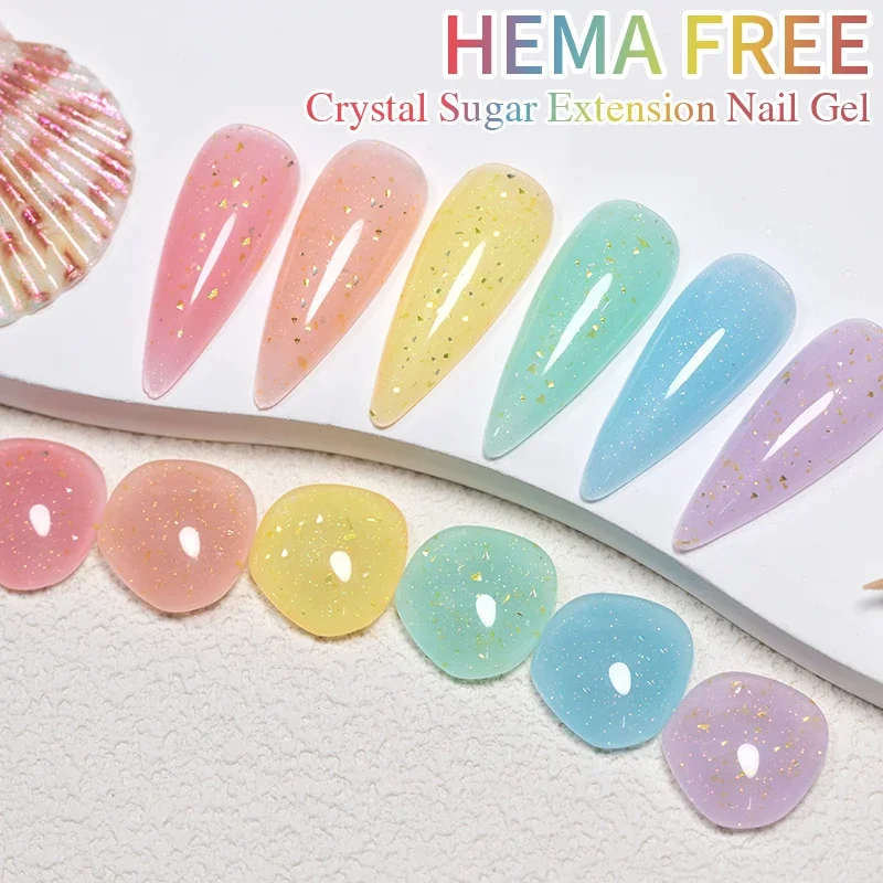 6 шт./компл. Hema Free Extension гель-лак для ногтей Soak Off Crystal Sugar Colors Блестящие блестки Builder