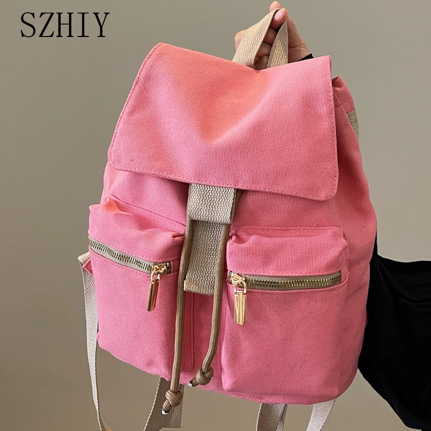 Холщовый Рюкзак для женщин дизайнерский дорожный ранец с мягким карманом и