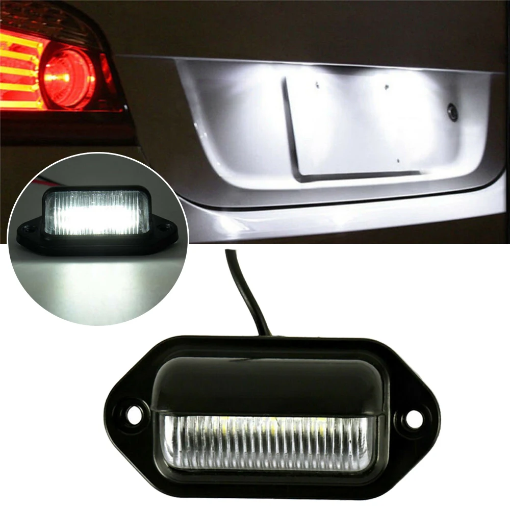 

12V LED Light Car License Plate Light Taillight Rear License Plate Lighting Lamp Auto Boat Truck Trailer Lamp Screws Waterproof