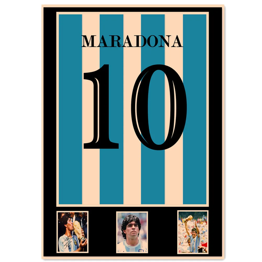 

"No. 10 Jersey MARADONA" Brown Vintage World Cup Posters Football Painting Wall Sticker Retro Matte Kraft Paper Print Art Mural