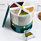 Кухонный Контейнер для хранения еды с шестью ячейками, вращающиеся банки для сыпучих зерен, влагонепроницаемый контейнер для хранения зерен и насекомых, артефакт