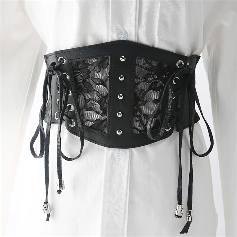 

New Corset Punk Black Wide Belt Pu Leather Slimming Body Belts For Women Elastic High Waist Belt Female Cummerbunds