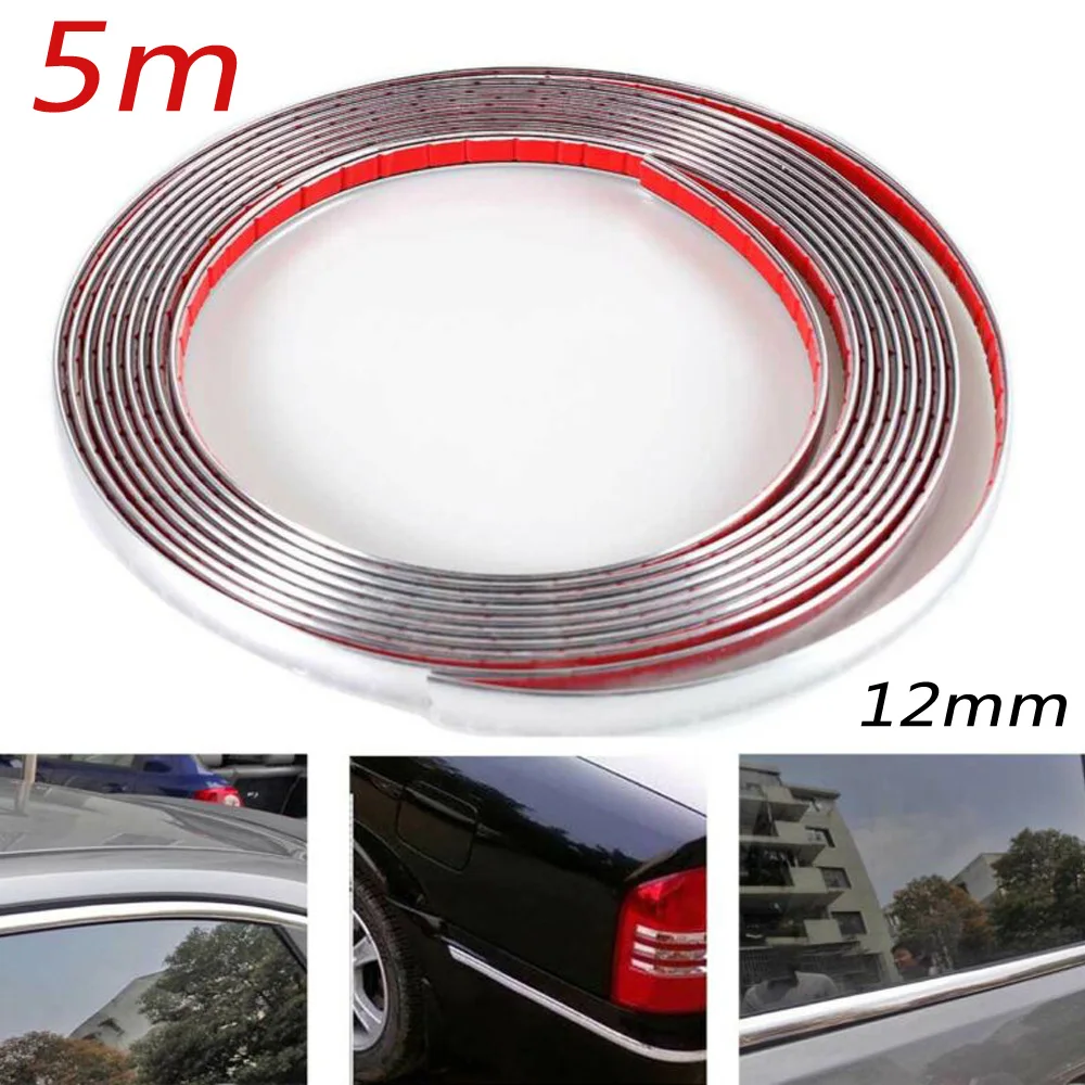 

Car Bumper Strip Adhesive Chrome Moulding Trim One Roll Of 16ft 5 M * 12 Mm