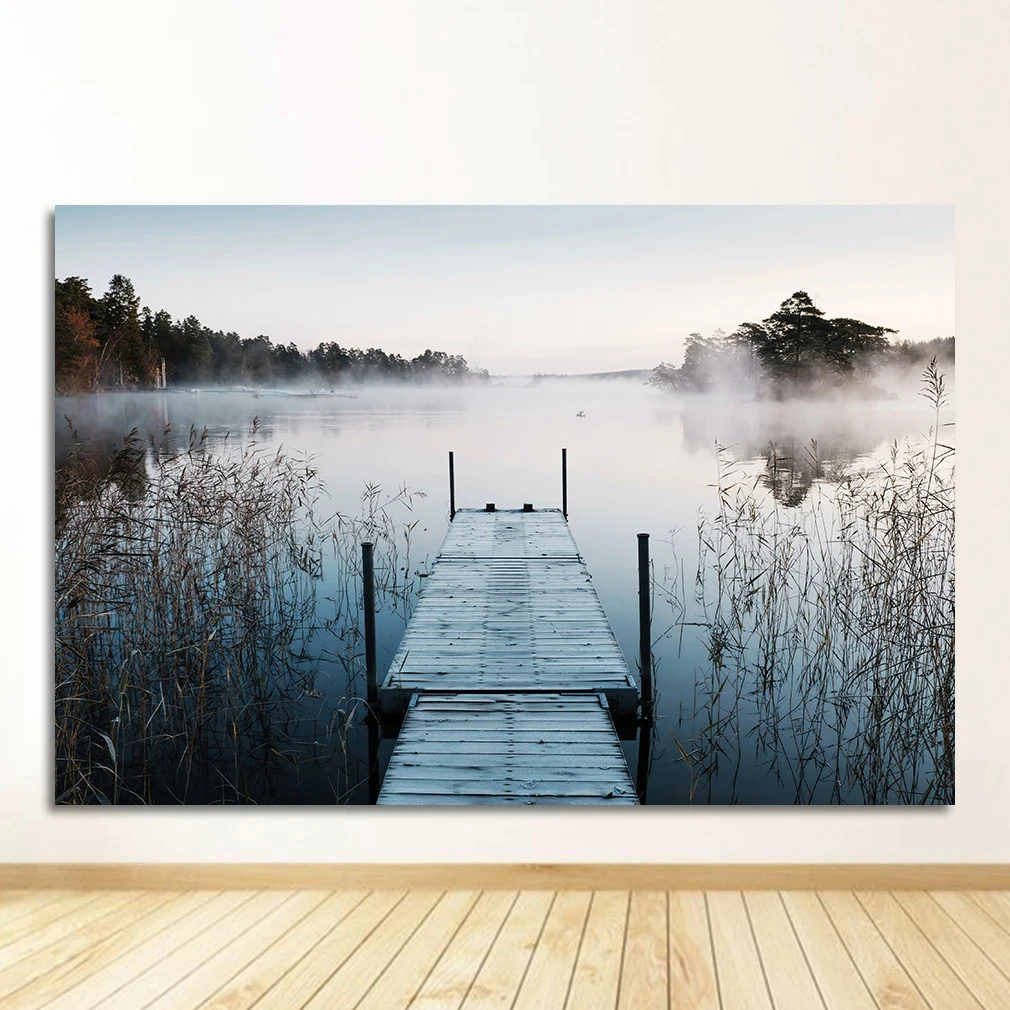 

Скандинавский пейзаж, постер, Пляжная перемычка, Картина на холсте, скандинавский декор для гостиной, картина с изображением утреннего восхода, Настенная картина